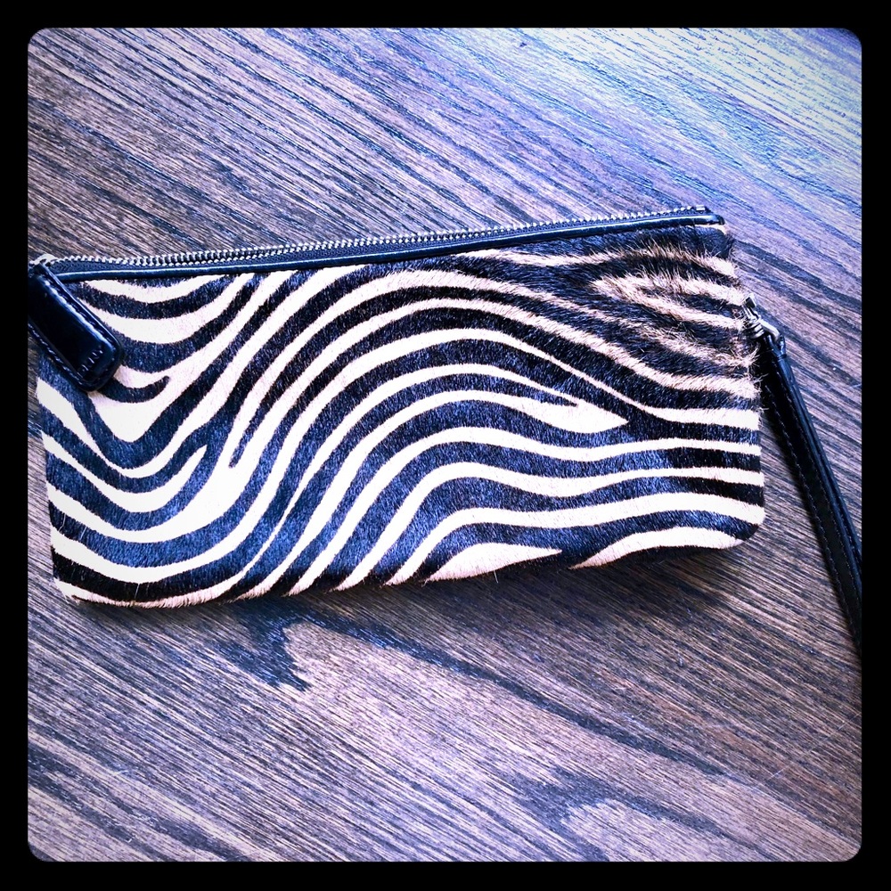 DKNY Zebra Print Leather Clutch